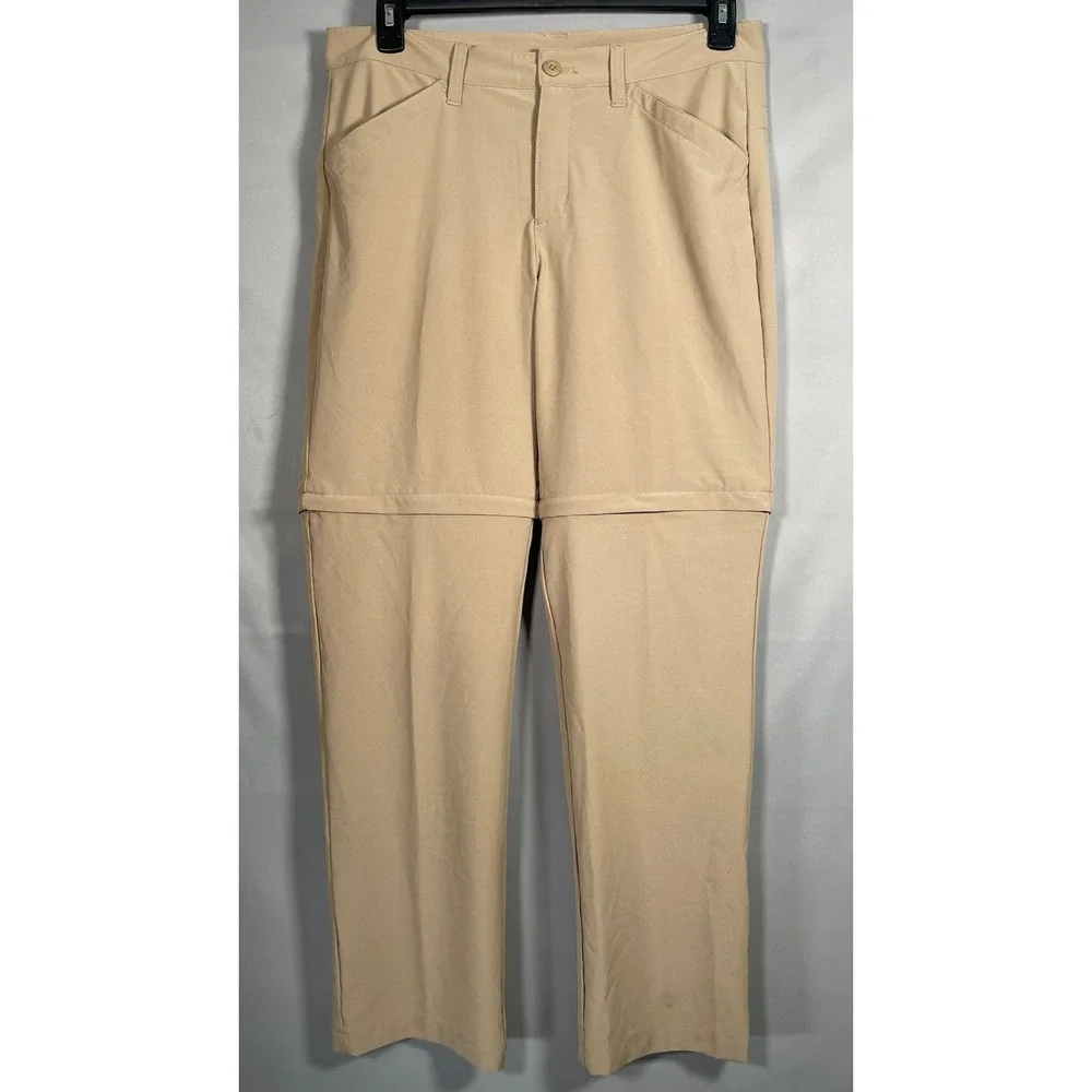 Eddie Bauer Women 12 Tan Convertible Hiking Pants Zip‎ Off Shorts Straight Leg